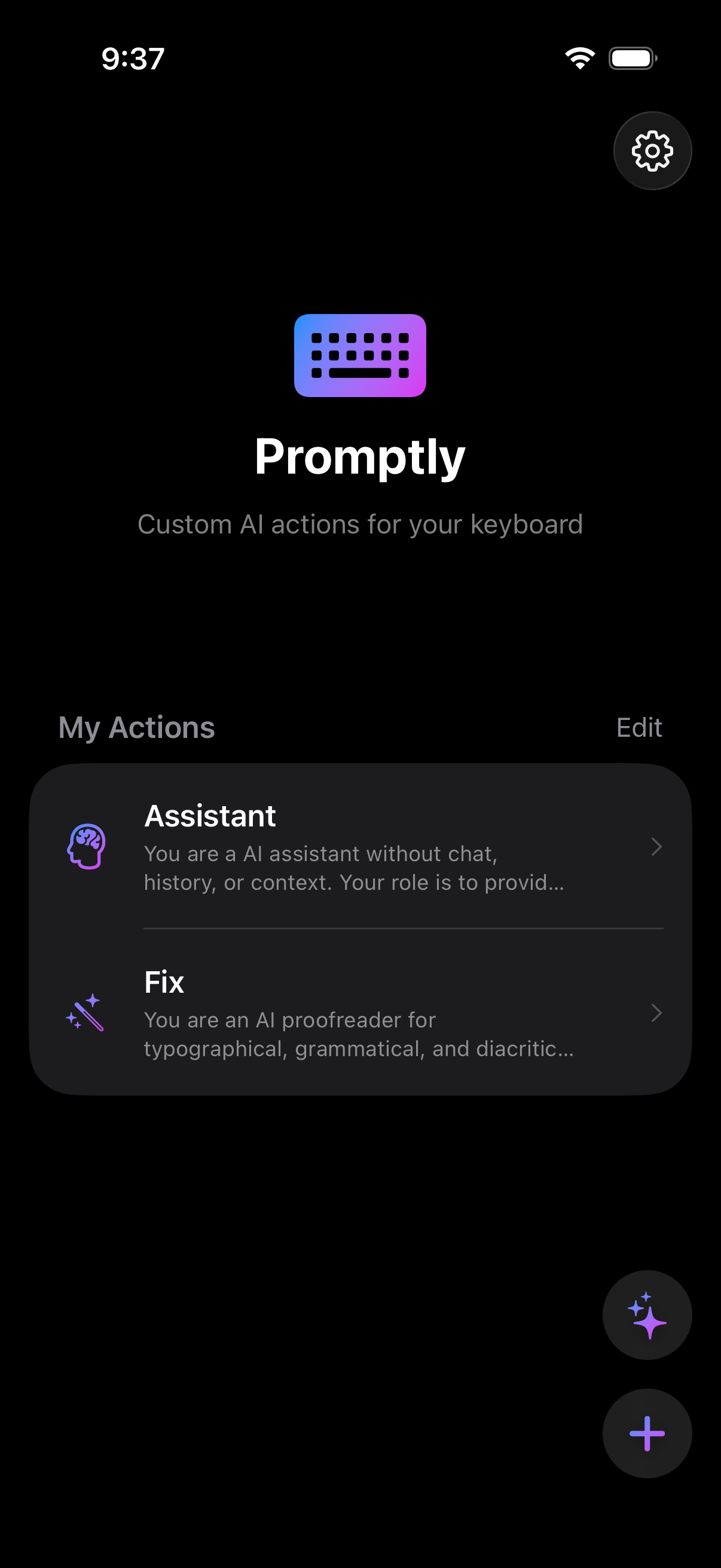 Promptly keyboard on iPhone